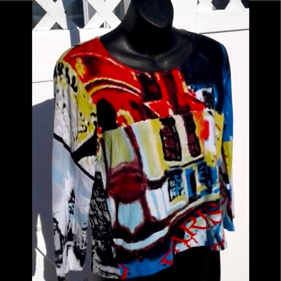 Gabriella Molinari Graphic Paris Sweater Top - Picture 1 of 6